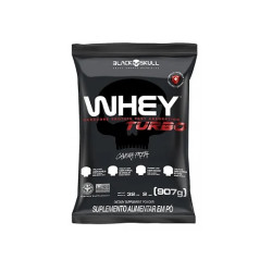 Whey Turbo Morango Refil 907g Black Skull